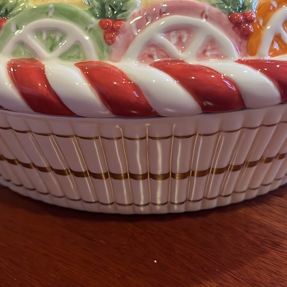 Fitz & Floyd VTG Nutcracker Sweets Pie Plate Carrier w/Lid Christmas Candy - Picture 6 of 11